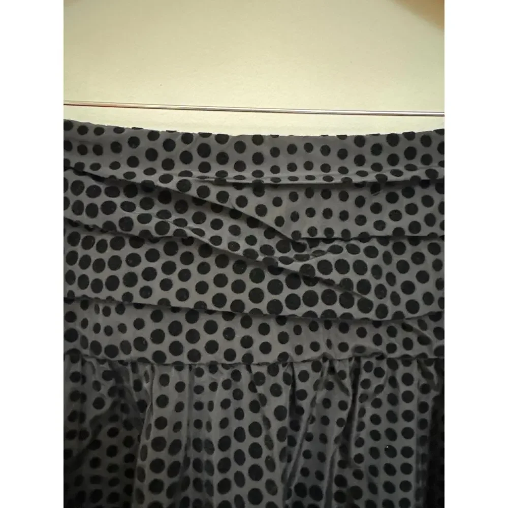 Maeve Anthropologie Womens Taffeta Dot Midi Skirt Black Noir Size 12 NWT